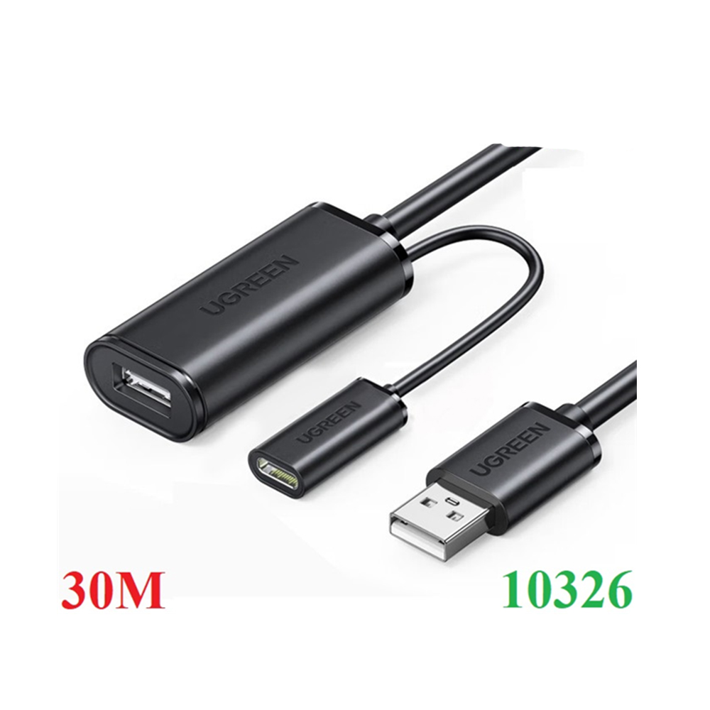 Cáp USB nối dài 30m có chíp khuếch đại chính hãng Ugreen 10326 Cao cấp