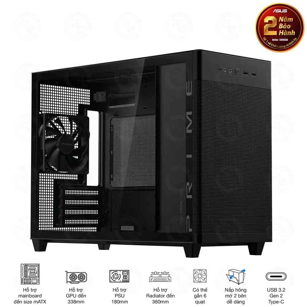 Vỏ Case Mini MicroATX ASUS Prime AP201 MESH TG BLACK (Xả Kho)