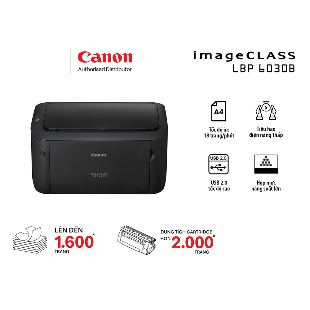 MÁY IN LASER ĐEN TRẮNG CANON LBP6030B (IN| A4| A5| USB) - HỘP MỰC LỚN HƠN