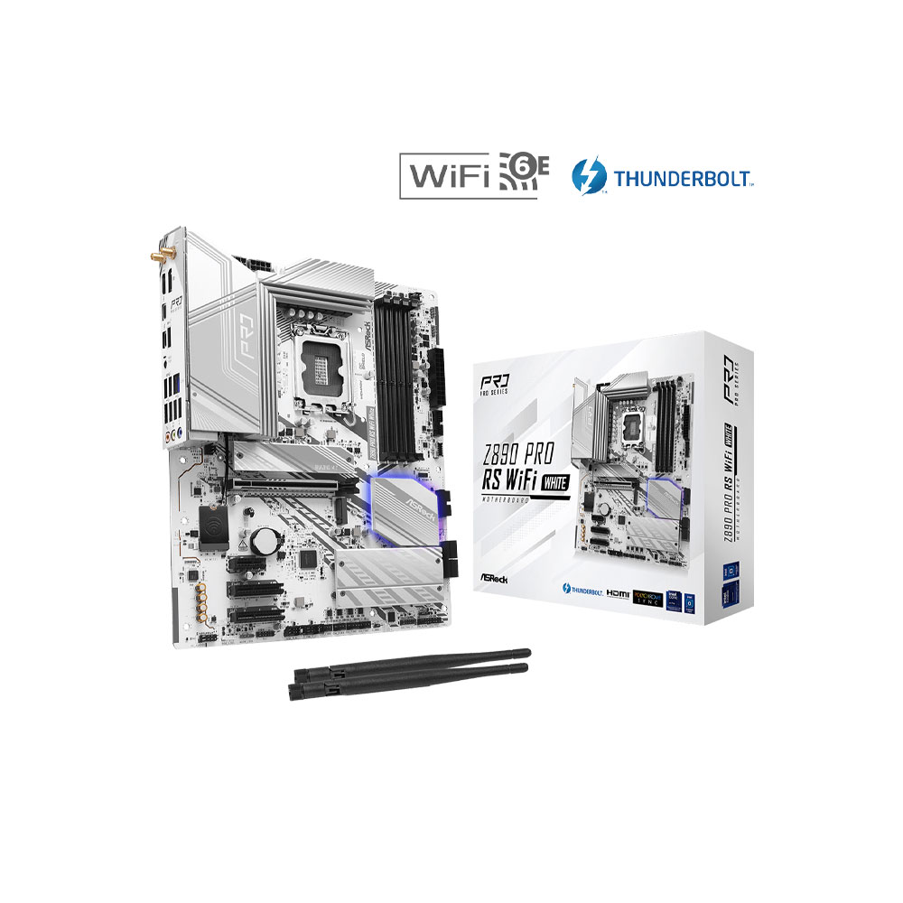 MAINBOARD ASROCK Z890 PRO RS WIFI WHITE DDR5 (WIFI+BLUETOOTH+THUNDERBOLT 4)