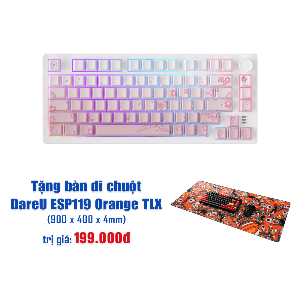 Bàn phím cơ DareU EK75 Pro Triple Mode Sakura Pink DareU Dream switch