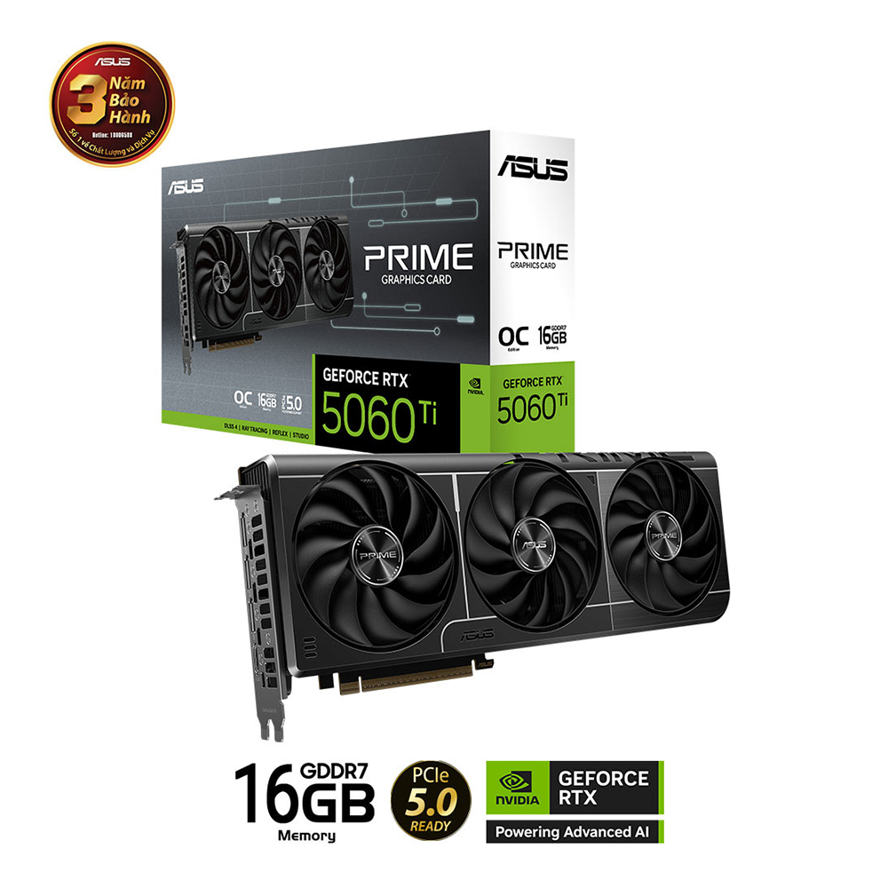 VGA ASUS PRIME RTX 5060 Ti 16GB GDDR7 OC (PRIME-RTX5060TI-O16G)