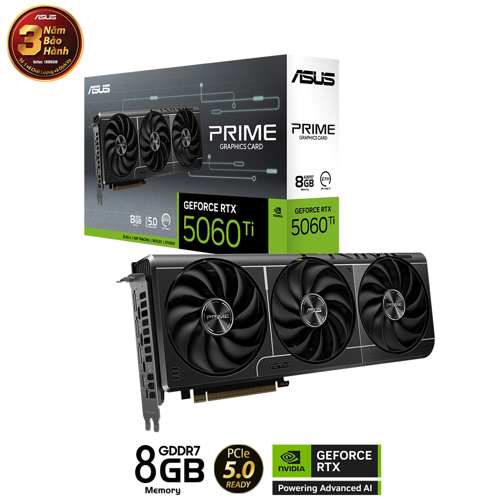 VGA ASUS PRIME RTX 5060 TI 8GB GDDR7 (PRIME-RTX5060TI-8G)
