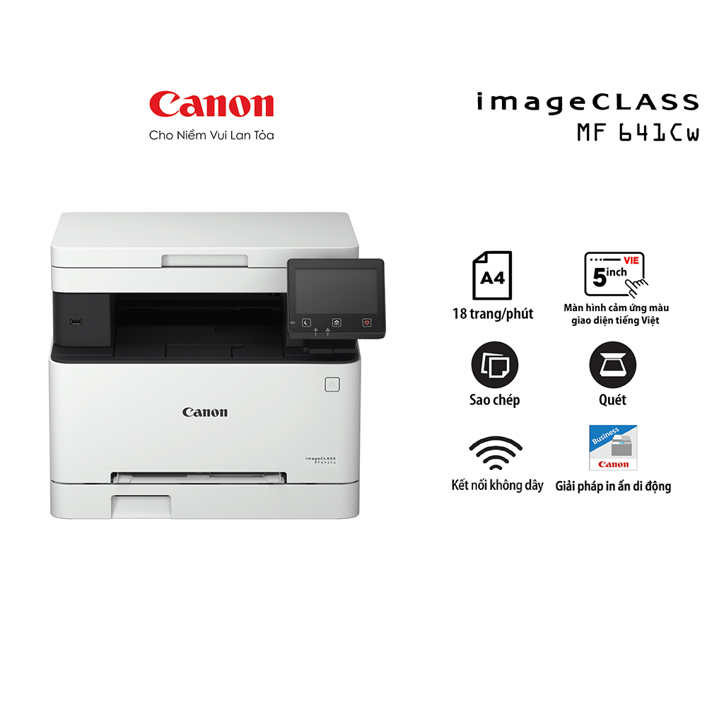 Máy in laser đa năng màu Canon MF641Cw (In| Copy| Scan| A4| A5| USB| LAN|  WIFI)