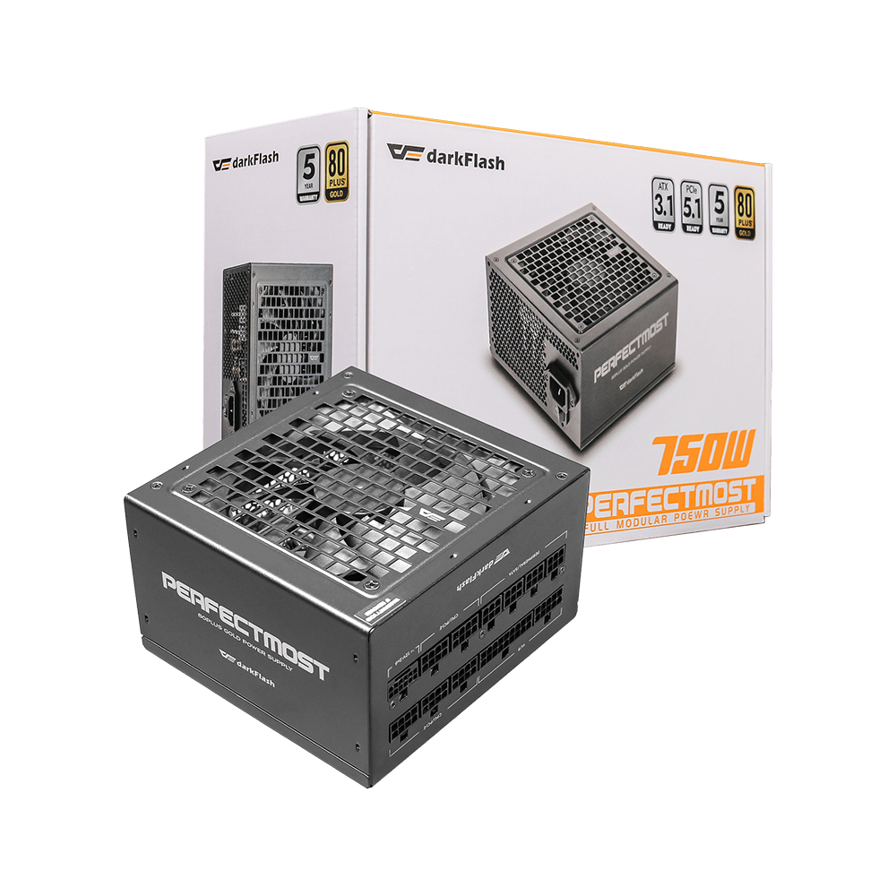 NGUỒN MÁY TÍNH DARKFLASH PMT750 - 750W (ATX 3.1, PCIE 5.1 80 PLUS GOLD - FULL MODUL)