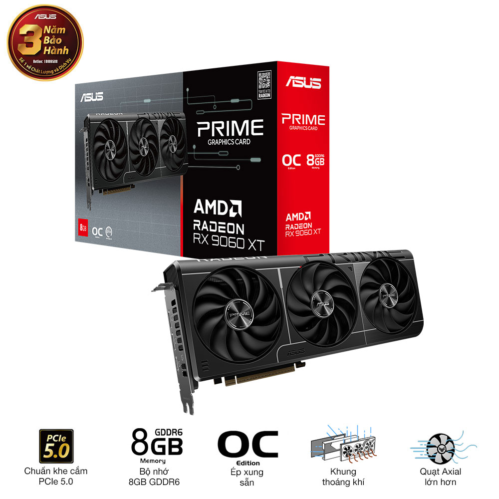 VGA ASUS PRIME RX 9060 XT 8GB OC (PRIME-RX9060XT-O8G)
