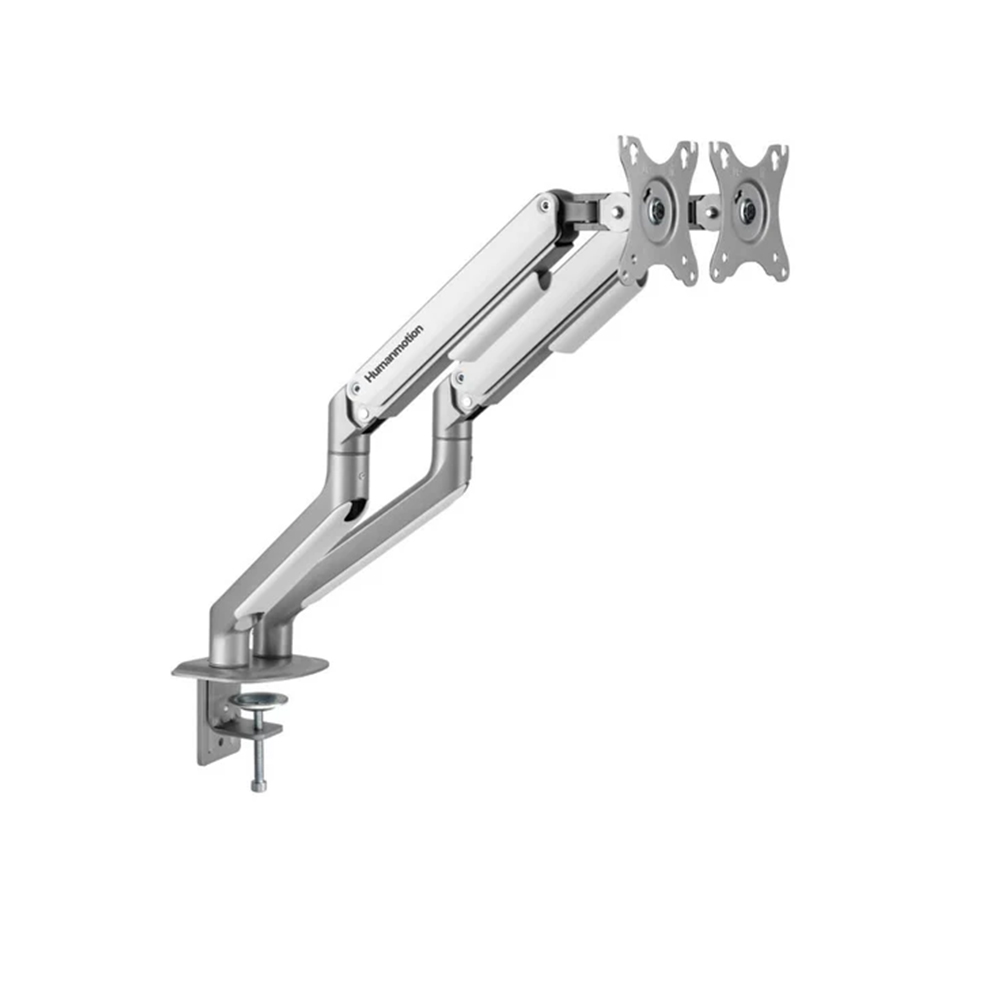 GIÁ ĐỠ 2 MÀN HÌNH HUMANMOTION T6 PRO DUAL 2025 HPW-T6P.DUAL.2025-SLV TRẮNG XÁM (17- 32 INCH)