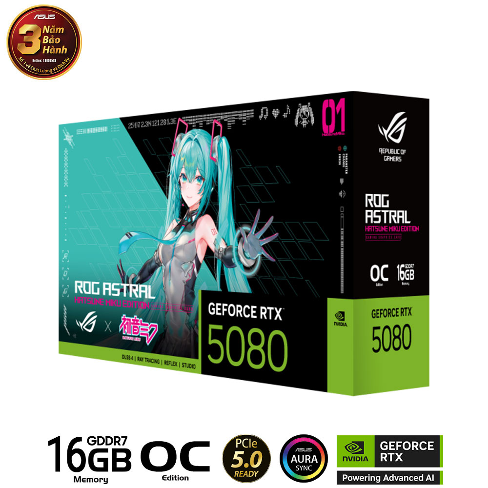VGA ASUS ROG ASTRAL GEFORCE RTX 5080 O16G HATSUNE MIKU EDITION