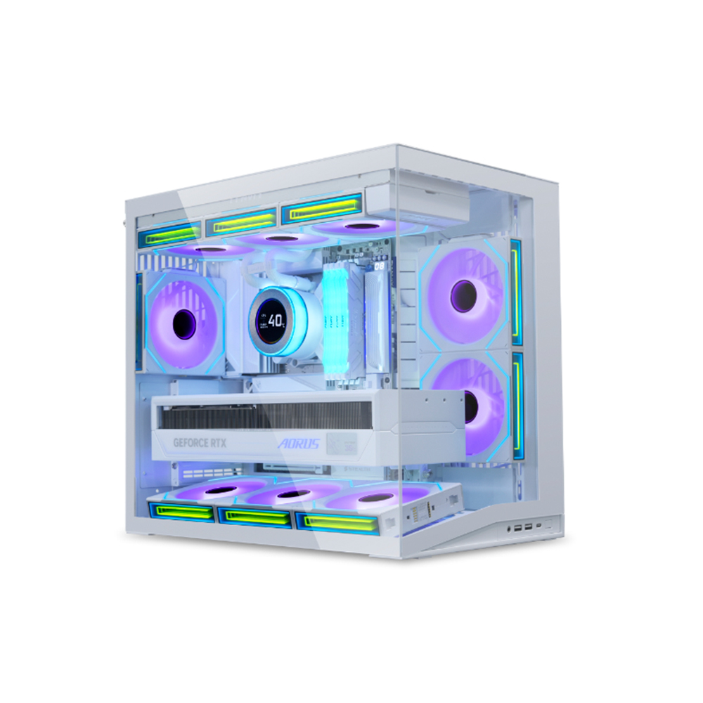 Vỏ case Lian Li O11D mini V2 Flow White ( Sẵn 5 FAN)