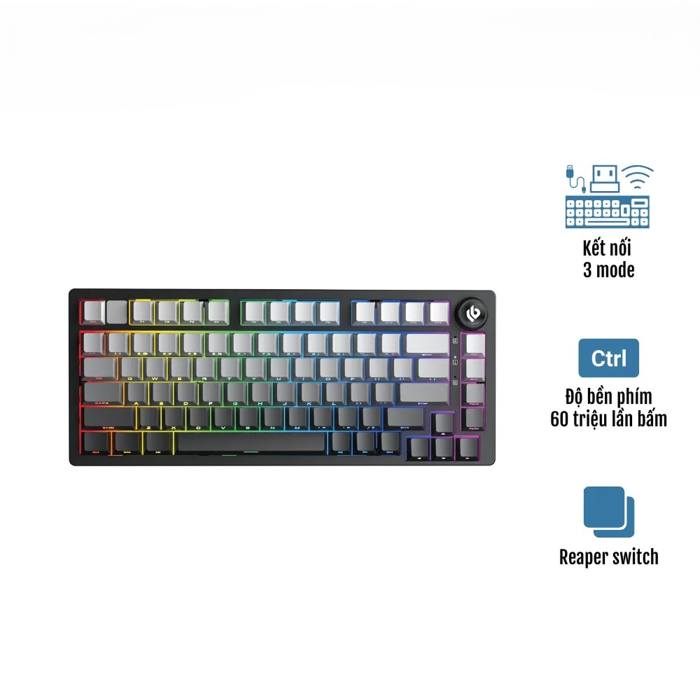 Bàn phím cơ LEOBOG Hi75C Pro Black Gradient Reaper switch