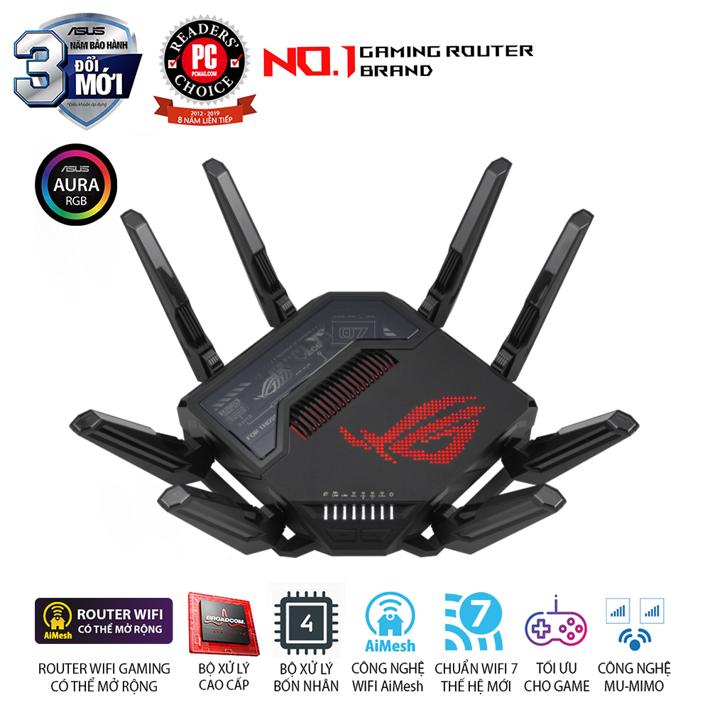 Bộ Phát Wifi ASUS ROG Rapture GT-BE98 (24433 Mbps/ Wifi 7/ 2.4/5/6 GHz)
