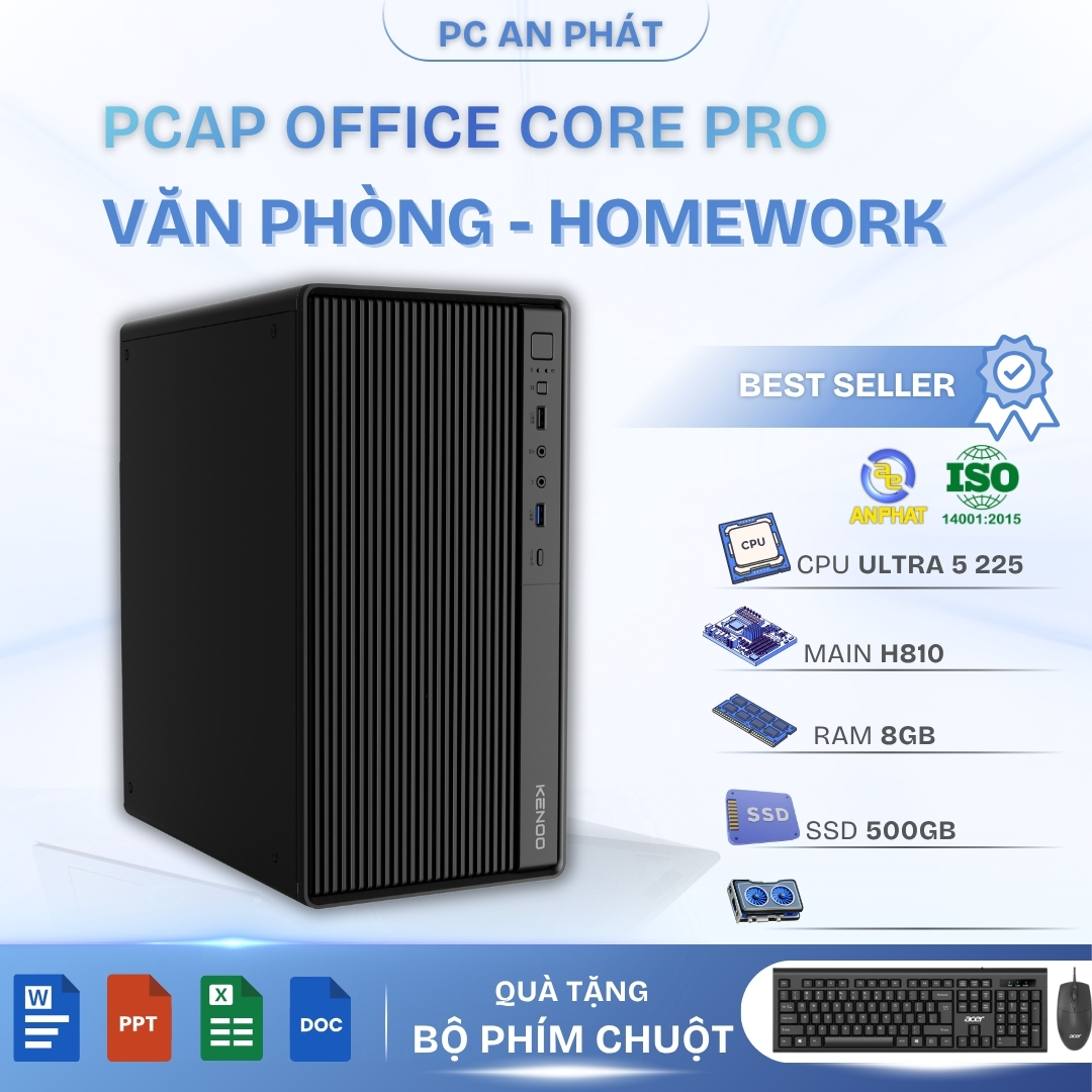 PC Văn Phòng - PCAP Office CORE PRO ( ULTRA 5 225 - 8GB DDR5 - SSD 500GB - 500W)